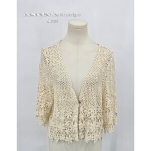 Vintage Y2K Rabbit Rabbit Designs Fairycore/ Cottagecore Daisy Crochet Cardigan